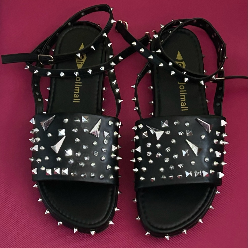 Black Studded Sandals Size 11